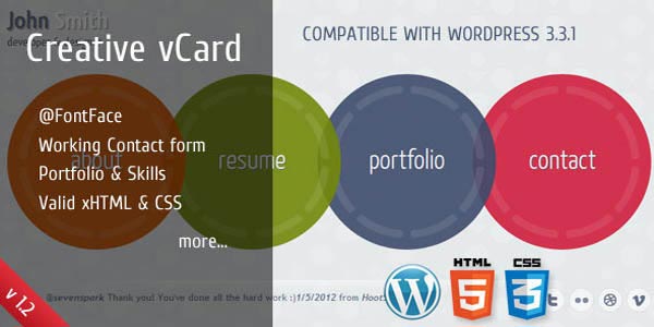 Circlus C Personal Portfolio &v Card HTML5&CSS3 WP
